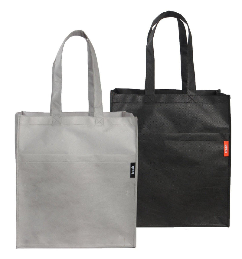 Gray and Black Tote Bags made from recycled ocean-bound plastic.
