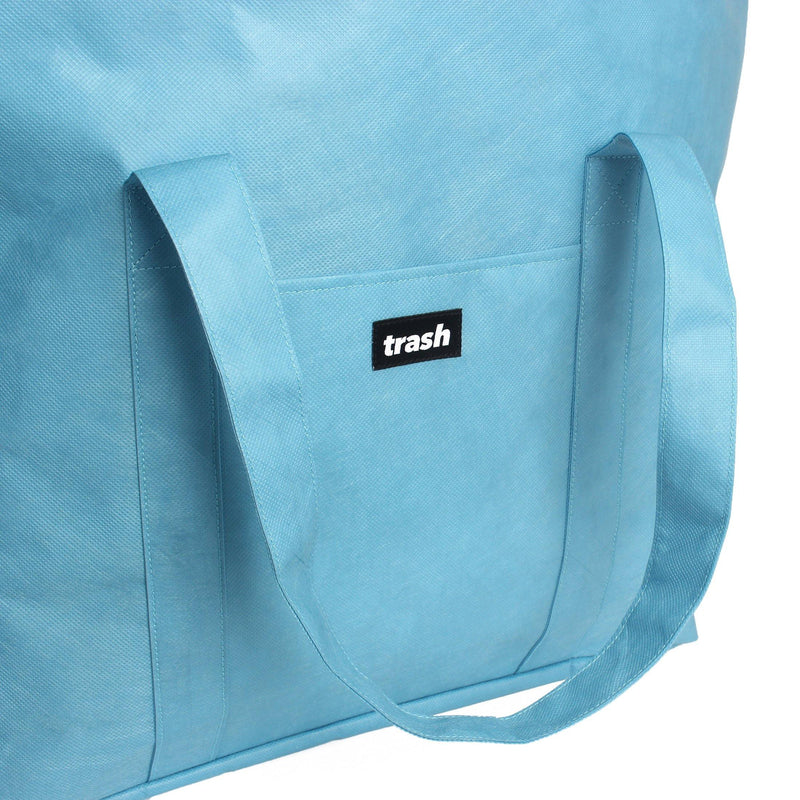 Light blue large and lightweight recycled weekender. made from ocean-bound plastic.