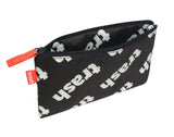Small Zippered Pouch made from recycled ocean-bound plastic, in Trash print