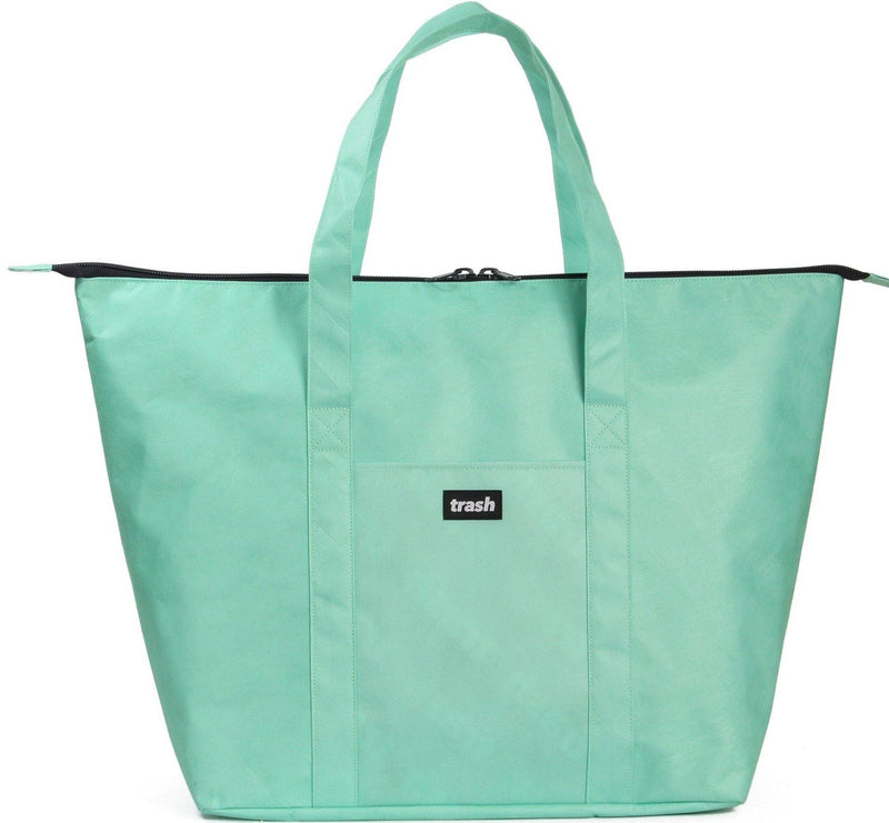  EB Light Grey Leather Tote Bag - Hand Stitched Full