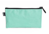 Small Zippered Pouch made from recycled ocean-bound plastic, in teal green..