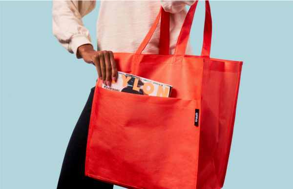 Coral Tote Bag for shopping made from ocean-bound plastic